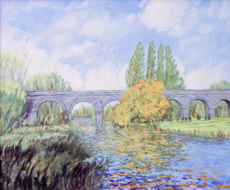 Thrapston, disused rail bridge over the Nene Autumn