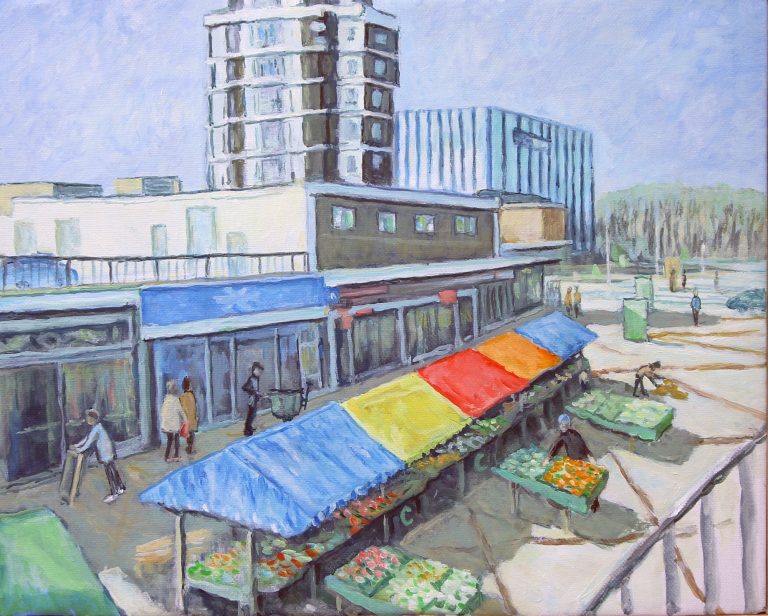 Corby Town Centre market stalls